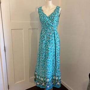 Hawaii Nei size 12 Made in Hawaii Bright  Floral Print Genuine Wrap Maxi Dress